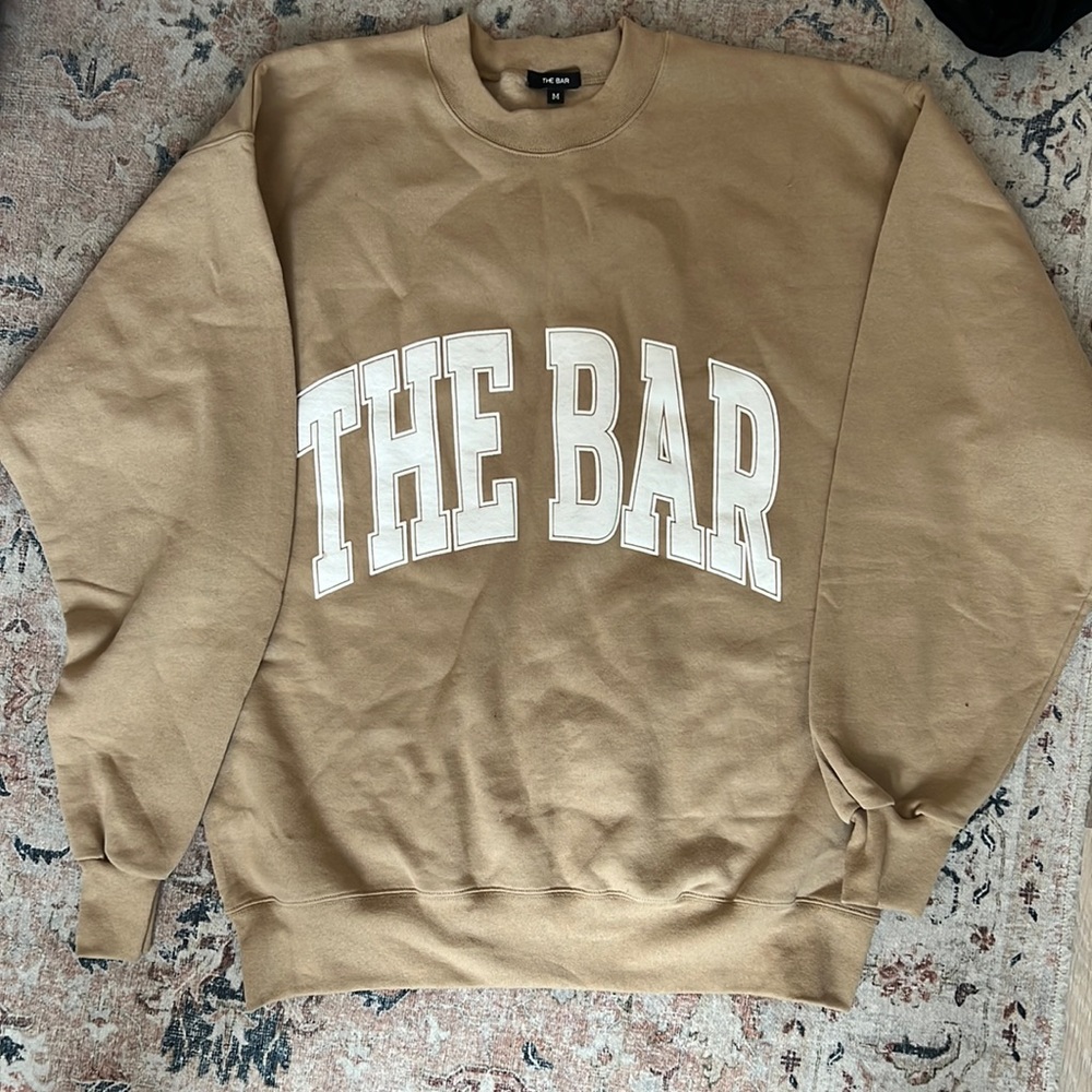 The Bar Crewneck Sweatshirt in Tan with White Logo